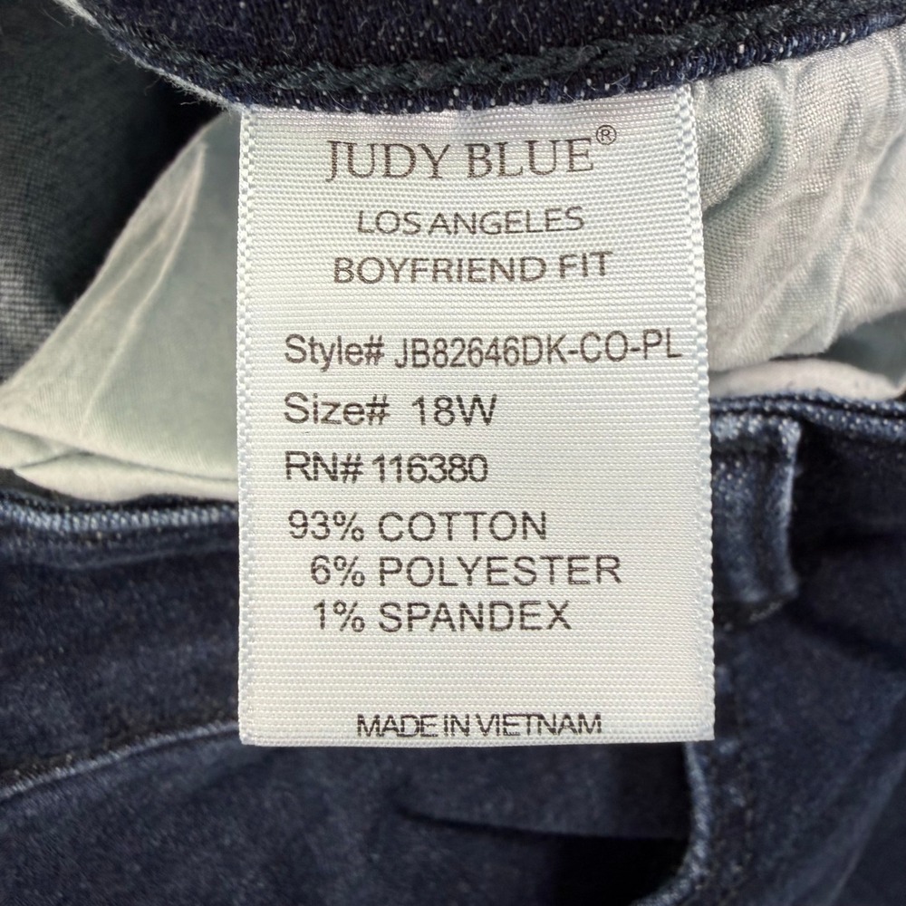 Judy Blue Jeans Womens 18W (Fits 36x29) Boyfriend Fit Stretch Denim Dark Wash - Picture 3 of 14